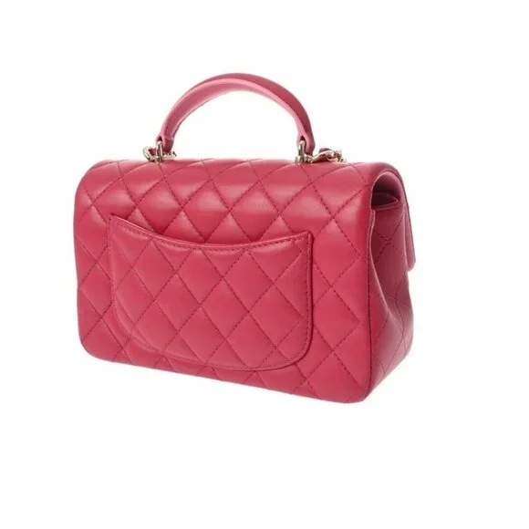 CHANEL Lambskin Quilted Mini Top Handle Rectangular Flap Bag Pink - Picture 3 of 11